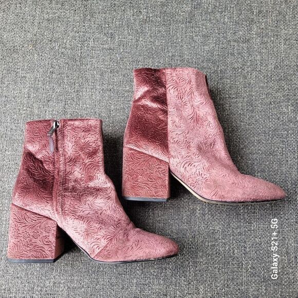 Sam Edelman pink velvet embossed floral print womens size 8 - Picture 6 of 11